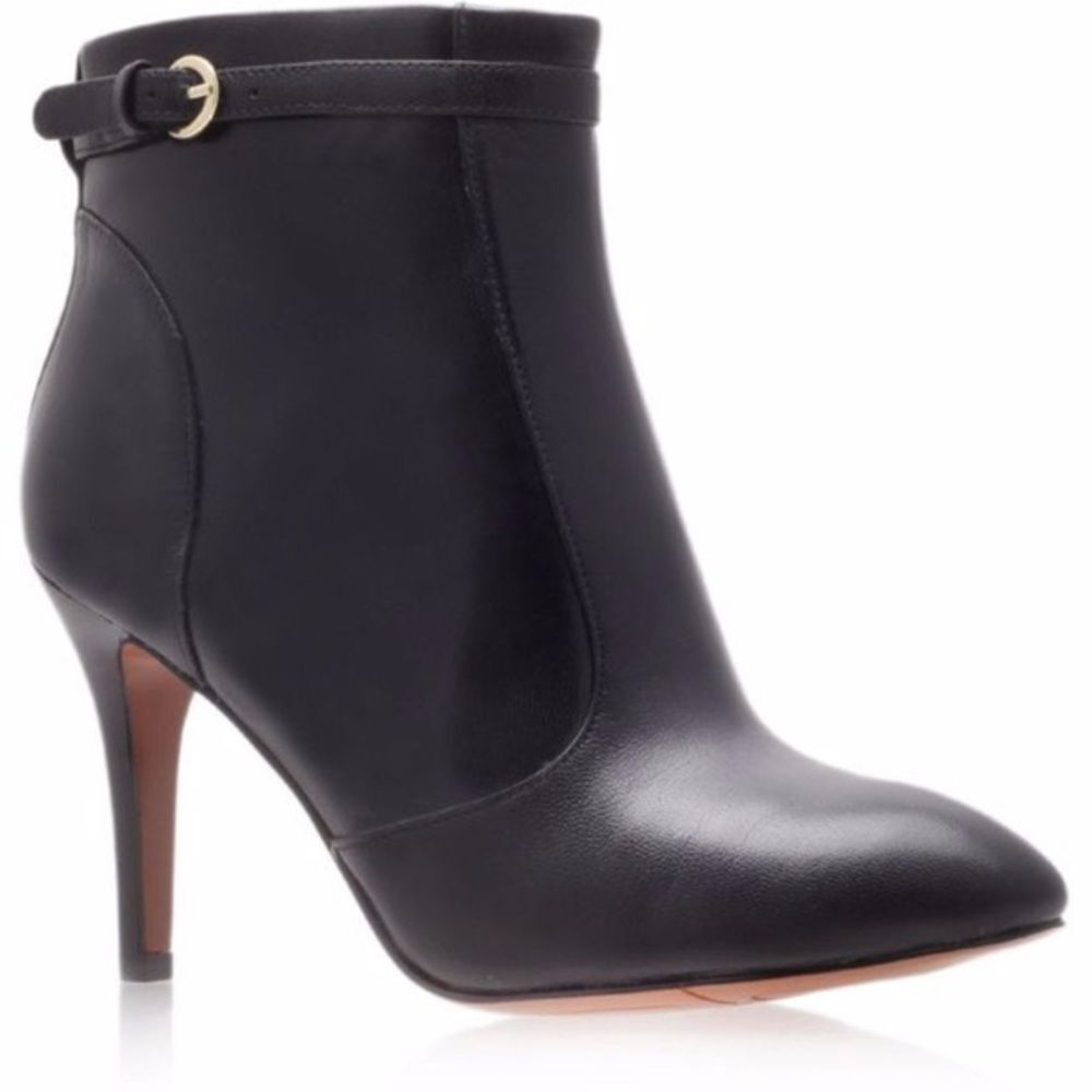 Nine West Black Leather Heeled Ankle Boots 9.5